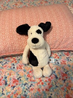 Plush Black & White Dog Stuffed Toy - Soft Puppy Plush for Dogs